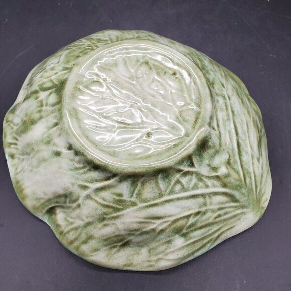 Cabbage or Lettuce Green Leaf Dish Bowl Marked Ceramic - Picture 4 of 12